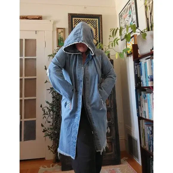 Lucky Big Hood Distressed Denim Jacket OS/XL - Picture 5 of 7
